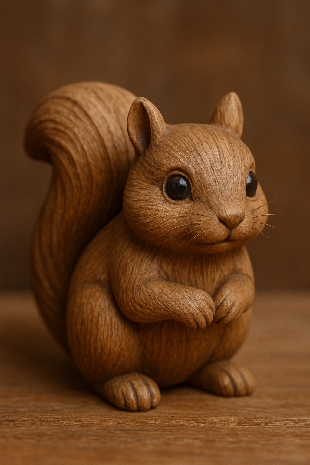 Curious wooden squirrel